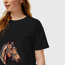 Футболка оверсайз женская Коняка скакуняка, цвет: черный — фото 2