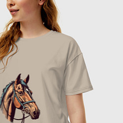 Футболка оверсайз женская Коняка скакуняка, цвет: миндальный — фото 2