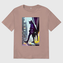 Футболка оверсайз женская Чёрный котяра на своём районе - Бронкс, цвет: пыльно-розовый