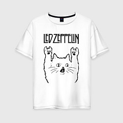 Женская футболка оверсайз Led Zeppelin - rock cat