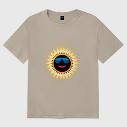 Футболка оверсайз женская Солнце в очках, цвет: миндальный