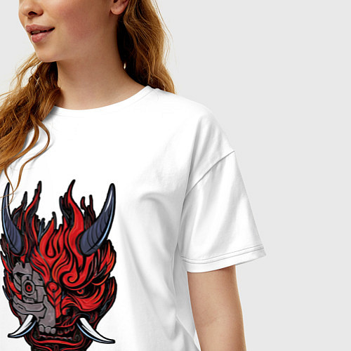 Женская футболка оверсайз Samurai logo / Белый – фото 3