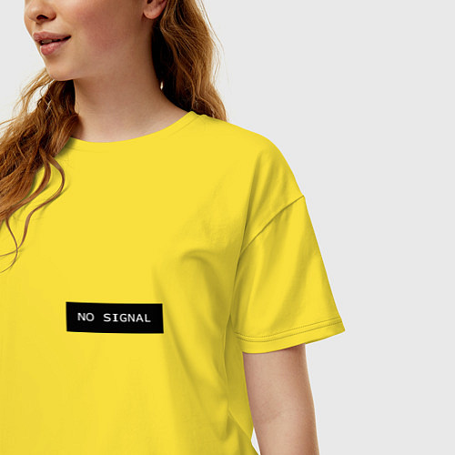 Женская футболка оверсайз Нет сигнала на черном фоне - мини / Желтый – фото 3