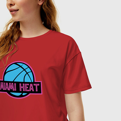 Женская футболка оверсайз Miami Heat team / Красный – фото 3