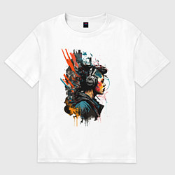 Футболка оверсайз женская Слушая музыку - Хуф и Ся, цвет: белый