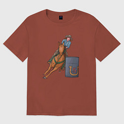 Футболка оверсайз женская Лошадка пробегает, цвет: кирпичный