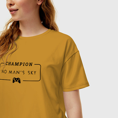 Женская футболка оверсайз No Mans Sky gaming champion: рамка с лого и джойст / Горчичный – фото 3