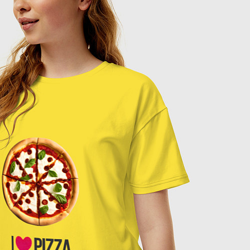 Женская футболка оверсайз Я люблю пиццу / Желтый – фото 3