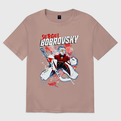 Женская футболка оверсайз Бобровский Флорида Пантерз / Пыльно-розовый – фото 1