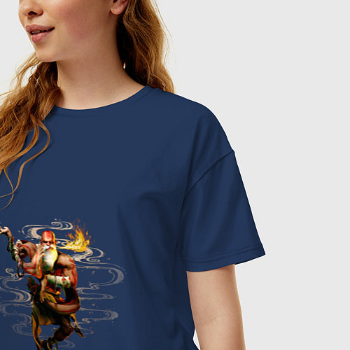 Женская футболка оверсайз Street Fighter 6 Dhalsim / Тёмно-синий – фото 3