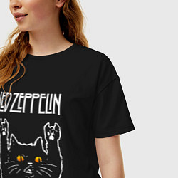 Футболка оверсайз женская Led Zeppelin rock cat, цвет: черный — фото 2