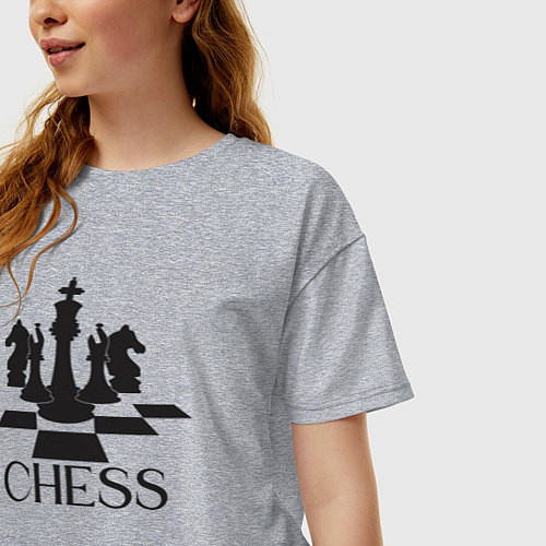 Женская футболка оверсайз Chess play / Меланж – фото 3