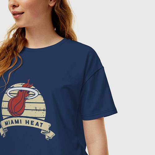 Женская футболка оверсайз Heat logo / Тёмно-синий – фото 3