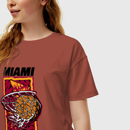 Женская футболка оверсайз Miami Heat shot / Кирпичный – фото 3