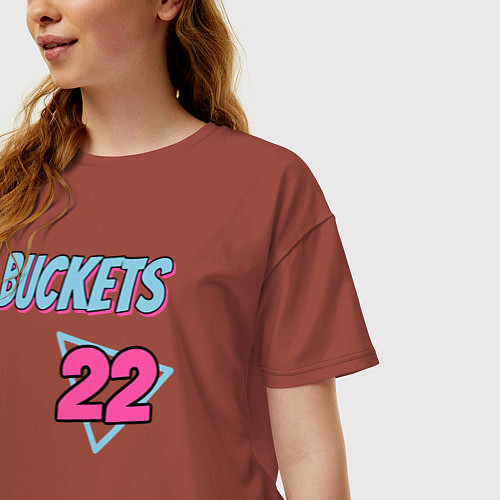 Женская футболка оверсайз Buckets 22 / Кирпичный – фото 3