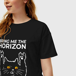 Футболка оверсайз женская Bring Me the Horizon rock cat, цвет: черный — фото 2