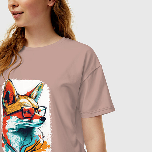 Женская футболка оверсайз Wise Fox / Пыльно-розовый – фото 3