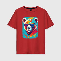 Футболка оверсайз женская Pop-Art Panda, цвет: красный