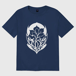 Футболка оверсайз женская Белый цветок, цвет: тёмно-синий