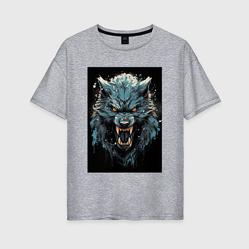 Женская футболка оверсайз Синий волк / Меланж – фото 1