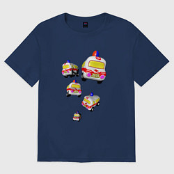 Футболка оверсайз женская Машинки скорой помощи, цвет: тёмно-синий