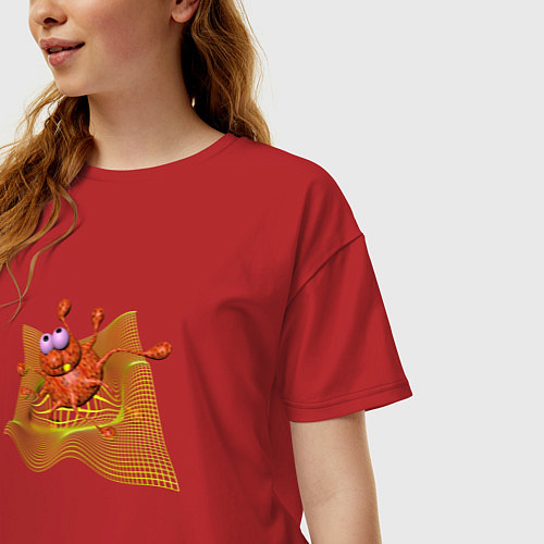 Женская футболка оверсайз Паучок в своей сети / Красный – фото 3