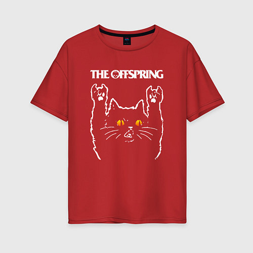 Женская футболка оверсайз The Offspring rock cat / Красный – фото 1