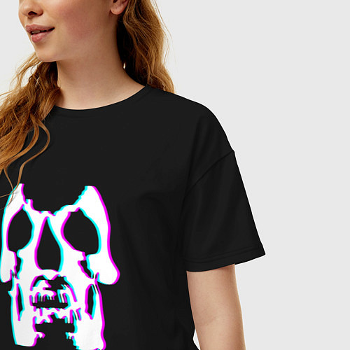 Женская футболка оверсайз Deftones glitch rock / Черный – фото 3