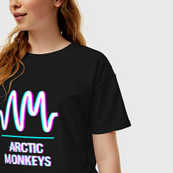 Футболка оверсайз женская Arctic Monkeys glitch rock, цвет: черный — фото 2