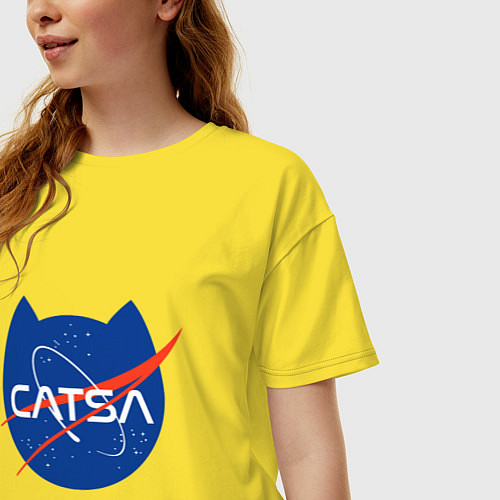 Женская футболка оверсайз Коты - исследователи Космоса / Желтый – фото 3