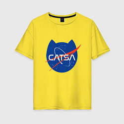 Женская футболка оверсайз Коты - исследователи Космоса