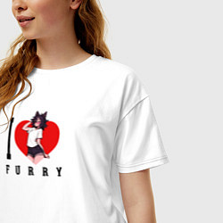 Футболка оверсайз женская I love Furry SF, цвет: белый — фото 2