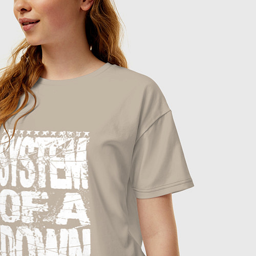 Женская футболка оверсайз System of a down - stencil / Миндальный – фото 3
