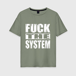 Футболка оверсайз женская SoD - f**k the system, цвет: авокадо