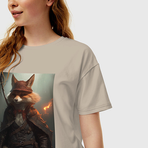 Женская футболка оверсайз Лис авантюрист / Миндальный – фото 3