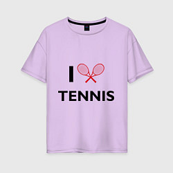 Футболка оверсайз женская I Love Tennis цвета лаванда — фото 1