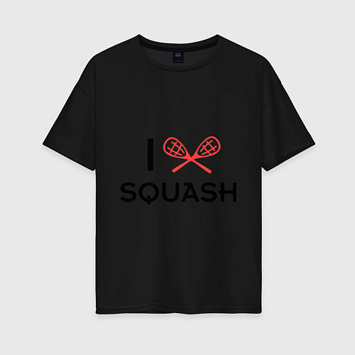 Женская футболка оверсайз I Love Squash / Черный – фото 1