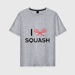 Футболка оверсайз женская I Love Squash, цвет: меланж