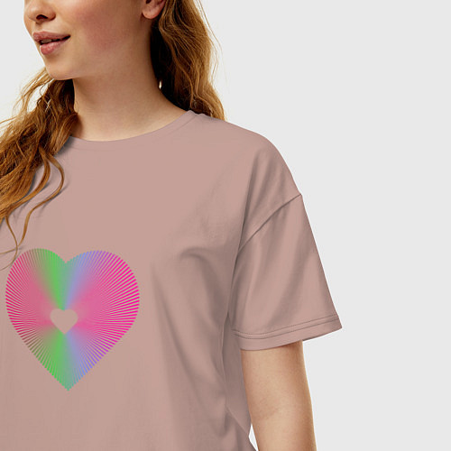 Женская футболка оверсайз Сердечко из линий / Пыльно-розовый – фото 3