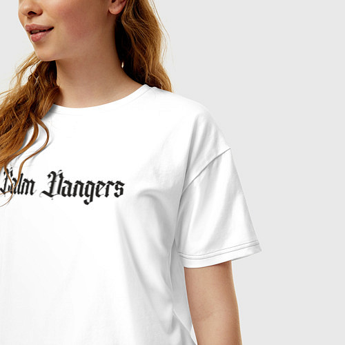 Женская футболка оверсайз Calm dangers black 2 side / Белый – фото 3