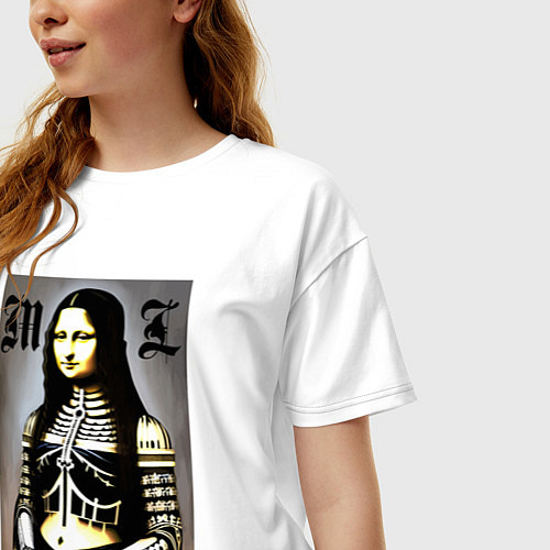 Женская футболка оверсайз Мона Лиза - готика - нейросеть / Белый – фото 3