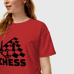 Футболка оверсайз женская Chess game, цвет: красный — фото 2