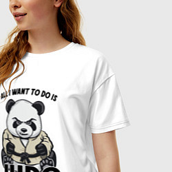 Футболка оверсайз женская Дзюдо панда, цвет: белый — фото 2