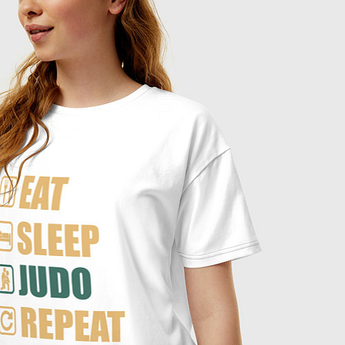 Женская футболка оверсайз Eat sleep judo / Белый – фото 3