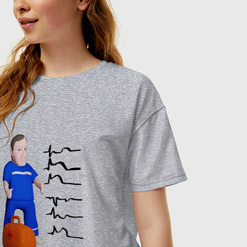 Женская футболка оверсайз Доктор читает электрокардиограмму / Меланж – фото 3