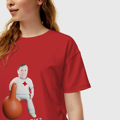 Женская футболка оверсайз Доктор и клизма / Красный – фото 3