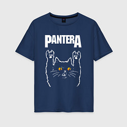 Футболка оверсайз женская Pantera rock cat, цвет: тёмно-синий