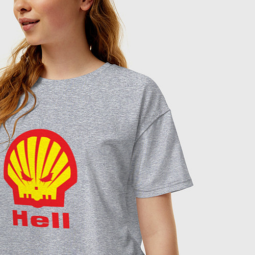 Женская футболка оверсайз Hell / Меланж – фото 3