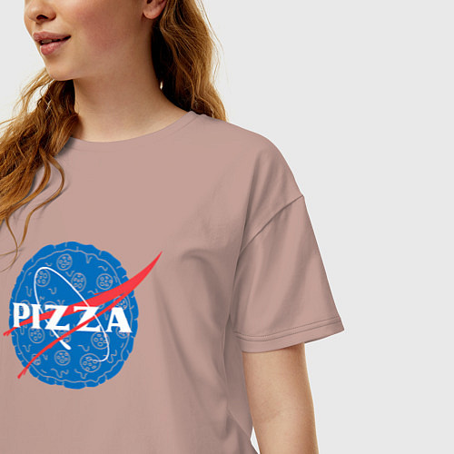 Женская футболка оверсайз Pizza / Пыльно-розовый – фото 3