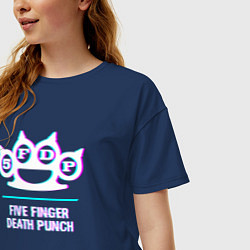 Футболка оверсайз женская Five Finger Death Punch glitch rock, цвет: тёмно-синий — фото 2